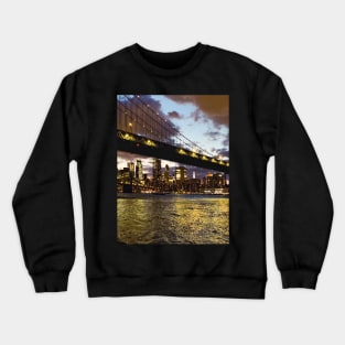 Manhattan Bridge Skyline Night Dumbo Brooklyn NYC Crewneck Sweatshirt